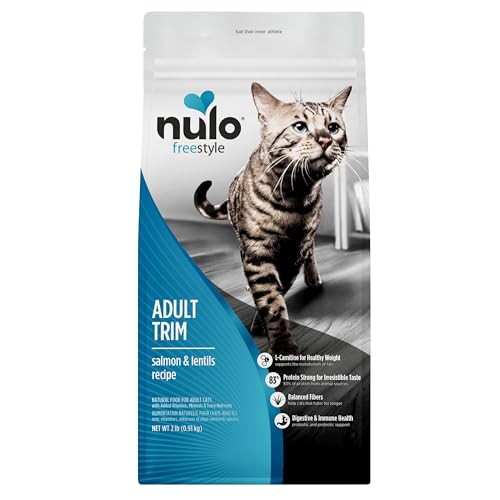 Nulo Freestyle High Protein Trim Cat Food, Salmon & Lentils Recipe - Natural Grain-Free Dry Cat Food for Weight Management with l-Carnitine, Natural Fiber, & Probiotics, 2 lb Bag