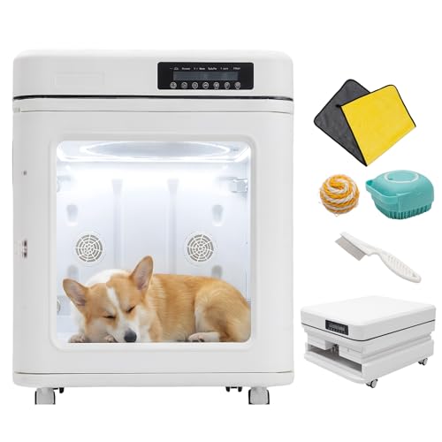 AEROVEL ペットドライルーム ドライボックス 折り畳み式 静音キャスター 楽々移動 100L 中型用 多頭飼い 犬猫兼用 乾燥機 箱型 ドライヤールーム ドライヤーハウス 温度調節16-45℃ 風量4段階 乾燥時間1〜120分設定 自動停止 花粉 除塵の画像
