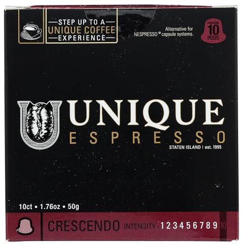 Unique Coffee Roasters, Coffee Espresso Crescendo Pod, 0.18 Ounce, 10 Count