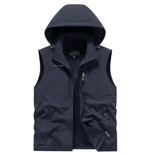 Image of Lightweight Outdoor Vest Jacket for Men, Windbreaker for Golf, Safari, Travel, Fishing, Hiking