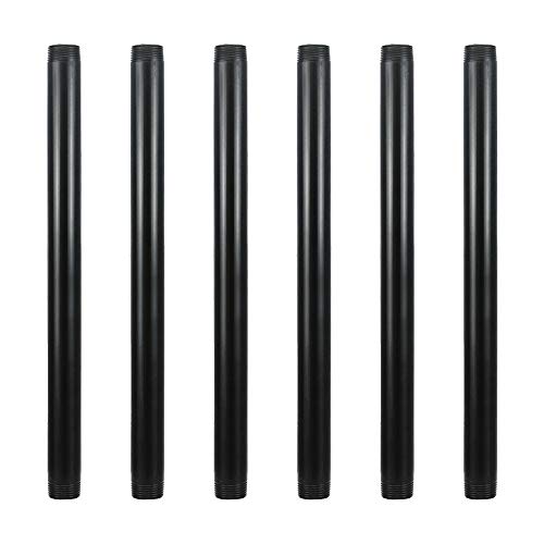 GeilSpace 6 Pack 3/4" × 14" Pre-Cut Black Metal Pipe, Industrial Steel Fits Standard Three Quarters Inch Black Threaded Pipes and Fittings - Vintage DIY Industrial Shelving (3/4" × 14", Black)