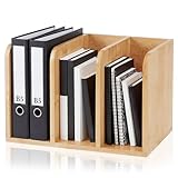 Novabright File Magazine Holder Desk Organizer, Vertical Compartments Workspace Sorters for Magazines, Binders, Notebooks, Envelopes (3 Slots,Classics)