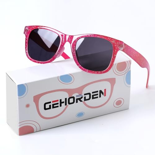 Kids Polarized SunglassesAges 3-9, UV400 Shatterproof Flexible Frame, Unisex Outdoor Sports (Pink/Blue)4