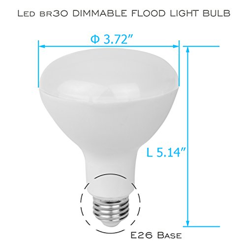 4-Pack Led Br30 Flood Light Bulbs,15W (100W Equivalent),5000K(Daylight Glow),Medium Based (E26),1350 Lumens,Dimmable,Ac120V,120 Degree Beam Angle,Ul-Listed And Energy Star Approved #TOP1