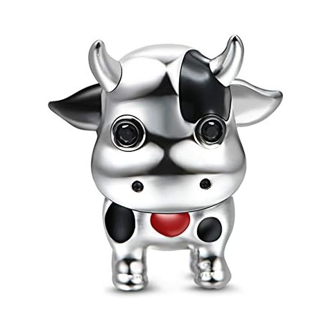 GNOCE Cow Charm Bead Sterling Silver Integrity and Industrious Zodiac Signs Animal Charm Bead Fit Bracelet/Necklace Jewelry Gift for Women Mens Cover
