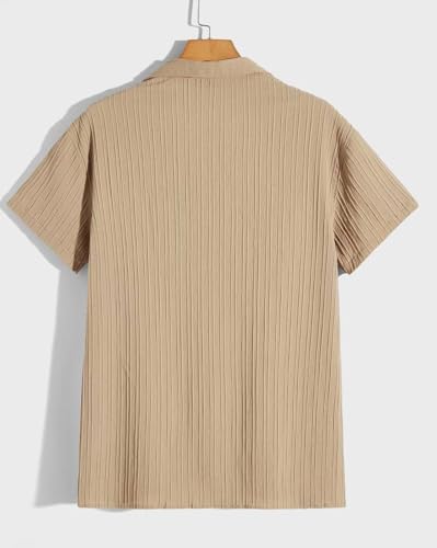 Image of Men's Relaxed Fit Striped Short Sleeve Button-Down Casual Shirt