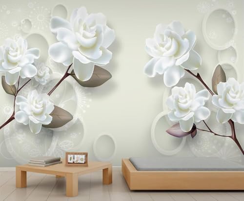 3D Sala De Estar Mural Decoración Del Hogar Flor Azul Paisaje Tv Fondo De Pantalla De Decoración Del Hogar-300Cm×210Cm