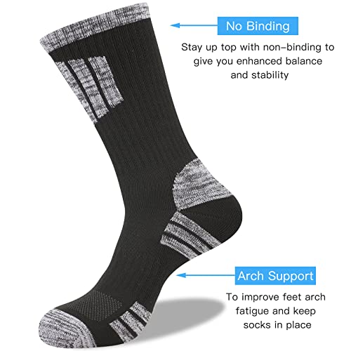 Coovan Mens Hiking Socks Crew Outdoor Socks 5 Pairs Moisture Wicking Cushioned Athletic Boot Socks #TOP3