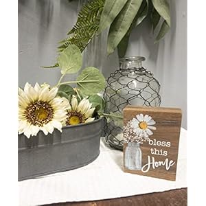Inspirational Wood Grain Mini Block Sign, 4" (Bless This Home) Inspirational Wood Grain Mini Block Sign 4 Bless This Home
