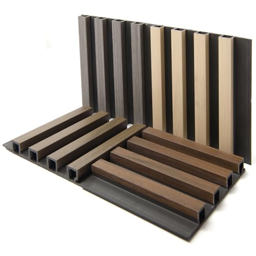 Image of Art3d 6 x 6 in WPC 3D Fluted Wood Slat Wall Panel, Sample Packs - 4 Colors