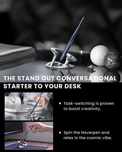 Image of novium Hoverpen Interstellar - Futuristic Luxury Pen Made With Aerospace Alloys, Unique Aesthetic, Free Spinning Executive Pen, Gifts for Men & Women (Neptune Blue)