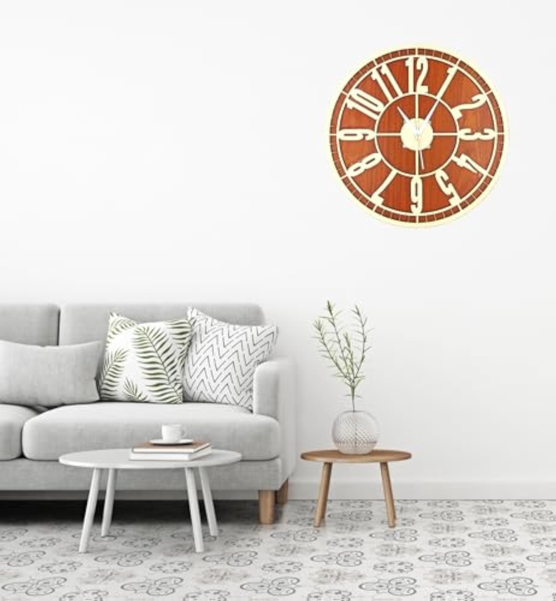 Wooden Silent Non-Ticking Wall Clock for Home Decoration