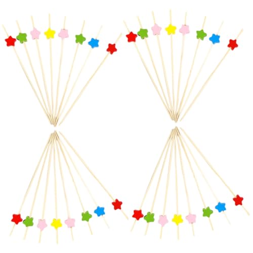 iplusmile 100個 使い捨て星形フルーツピック 竹製で滑らか仕上げ 快適グリップ パーティー 前菜 サンドイッチ用スナックピック