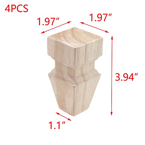 T Tulead Wood Furniture Legs Unfinished Cabinet Feet 100Mm Height Sofa Replacement Table Chair Couch Legs Pack Of 4 #TOP1