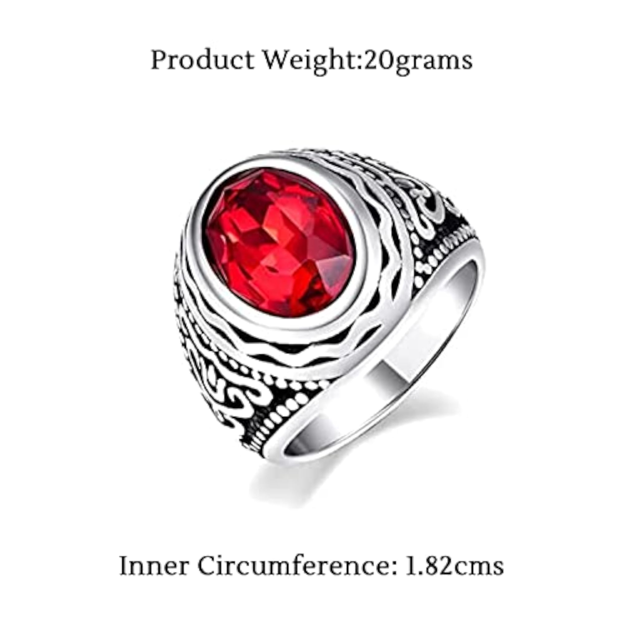 Stainless Steel Crystal Carved Ring, Unisex Gift