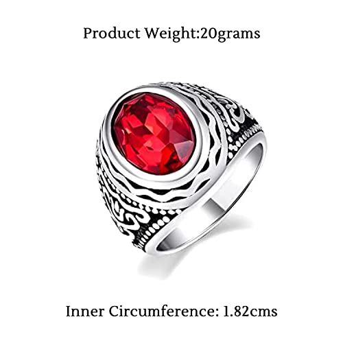 Stainless Steel Crystal Carved Ring, Unisex Gift