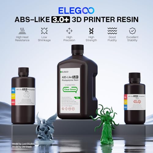Image of ELEGOO ABS-Like Resin 3.0+, Upgraded 3D Printer Photopolymer Resin, Higher Heat-Resistance Fast Curing High Precision Non-Brittle, Yellow 1000g