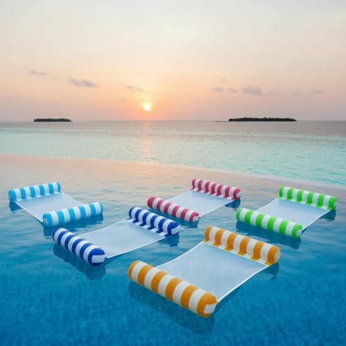 Inflatable Pool Float Adults 5-Pack, Cylindrical Striped Dual Tube Swimming Ring,Pool Accessories, Made of PVC. Suitable for Playing On Beaches, Pools,Multi-Purpose Water Pool Float