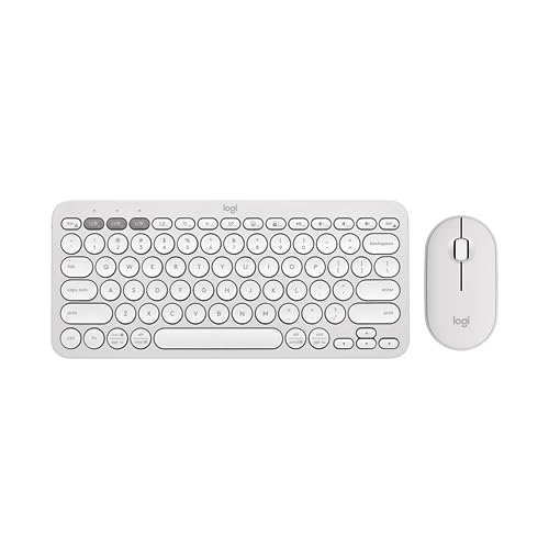 Image of Logitech Pebble 2 Combo, Wireless Keyboard and Mouse, Quiet and Portable, Customisable, Logi Bolt, Bluetooth, Easy-Switch for Windows, macOS, iPadOS, Chrome - Tonal White