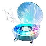 Bewinner Seashell Bluetooth Speaker for PC - Battery Powered Desktop Speakers with LED Night Light, Portable Wireless Stereo Sound for Bedroom/Office Decor - Blue