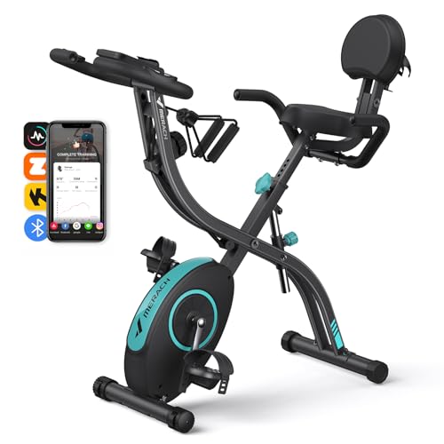 MERACH Folding Exercise Bike for Home – 4 in 1 Magnetic Stationary Bike with16-Level Resistance, Exclusive APP, 300LB Capacity and Large Comfortable Seat Cushion
