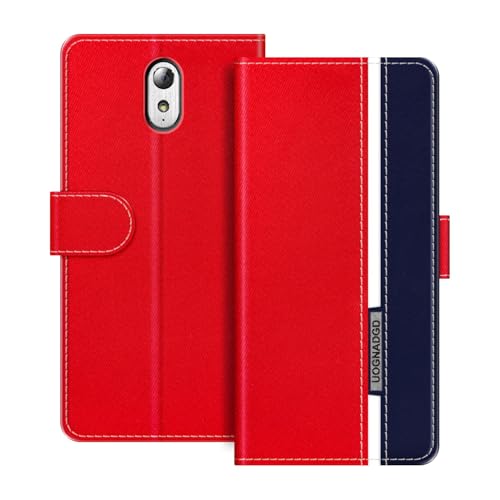 UOGNADGD Lederhülle Kompatibel mit Lenovo Vibe P1M Klappbares Portemonnaie-Hülle mit Magnetverschluss Ständer & Kartenfächern stoßfestem Schutz (Rot)