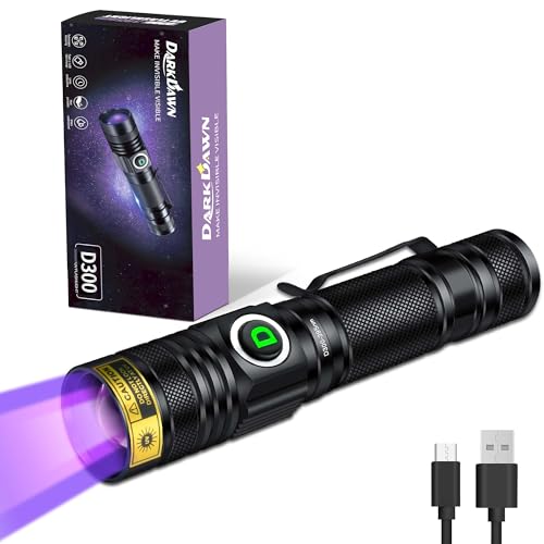 DARKDAWN UV 395nm LED Flashlight USB Rechargeable Blacklight