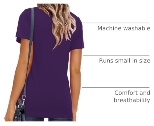Elesomo Women's Tops Short Sleeve Tee Shirt Basic Tshirts, Purple L by Elesomo - Used condition - Image 2