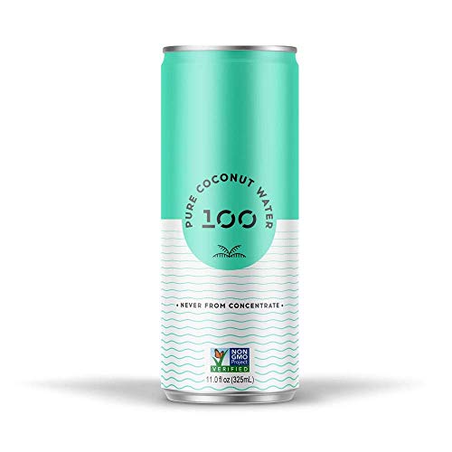 100 Coconuts Pure Coconut-100% Pure Coconut Water - Low Calorie All-Natural Drink with Electrolytes - No Added Sugar or Sweeteners - Non-GMO, 11 fl oz, Pack of 12 (Pure Coconut Water)