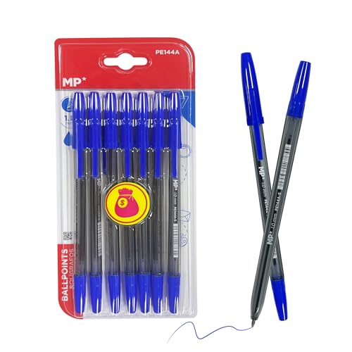 MP Penna a sfera blu punta media 1,0 mm blister da 7 pezzi per scrittura liscia
