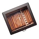 Woodronic Monogram Upgraded Cigar Humidor with Accessory Drawer for 80 Cigars, 72% Boveda Humidity Control Packs, Digital Hygrometer, Spanish Cedar Liner & Divider, Gift for Men