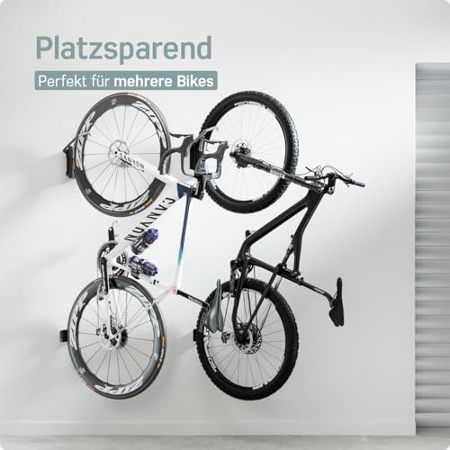 Borgen Fahrrad Wandhalterung Schwenkbar bis 35kg - Platzsparende Fahrradhalterung Wand Vertikal - Inkl. Fischer DuoPower Dübel zur stabilen Montage - Plastikfreie Verpackung, hochwertige Materialien
