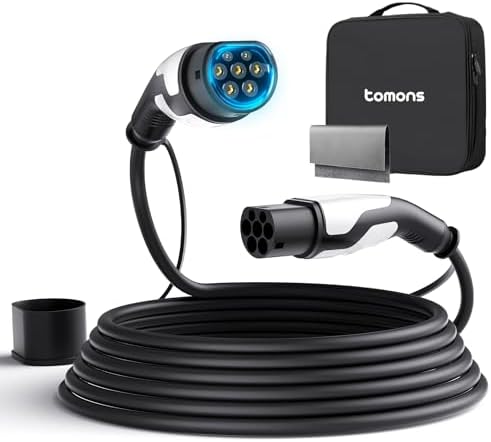 tomons Typ 2 Ladekabel, 11KW 10M 16A 3-Phasig,für E-Auto EV/PHEV | 3-phasig 16A Ladeleistung | CE/TUV | IP55 | kompatibel Model S/3/X/Y, ID.3/4, E-Tron, ZOE uvm. | inkl. Tragetasch