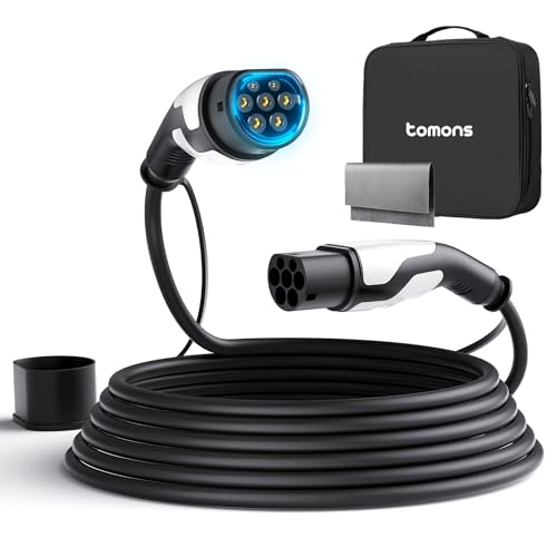 tomons Typ 2 Ladekabel 11KW 10M 16A 3-Phasig Elektroauto Typ 2 für EV/PHEV EV mit Tragetasche und Mikrofasertuch für Model S/3/X/Y ID.3 ID.4