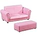 Produktbild HOMCOM Kindersessel mit Fußhocker, Kindercouch mit Hocker, Kindersofa, Sofa Sessel, Rosa 83 x 42 x 41 cm