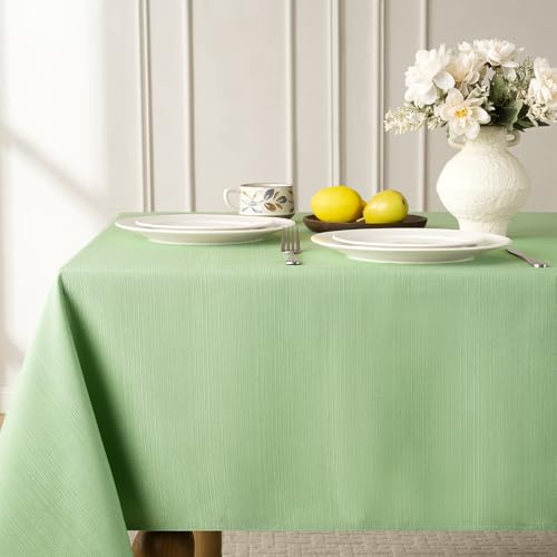 Softalker Spring Jacquard Rectangle Tablecloth - Geometric Line Damask Table Covers Waterproof Stain Resistant Washable Polyester Table Cloths for Indoor & Outdoor(60 x 104 inch,Sage)