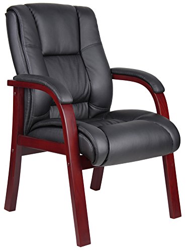 Boss Office Products Mid Back Wood Finished Guest Chair, Mahogany (B8999-M)