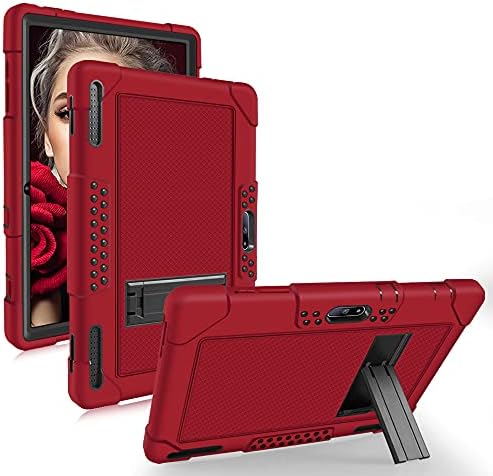 FIEWESEY for Pritom M10 Inch Case, Heavy-Duty Drop-Proof Shock-Resistant Kids Friendly Protective case for QuntiCO Y10/Voger priorpad X100/Digiland Tablet DL1036/Gateway 10.1 HD Tablet(Red/Black)