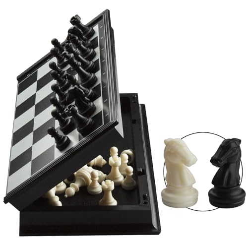 Juego de ajedrez magnético, Tablero Plegable, minijuego de ajedrez portátil para Viajes,...
