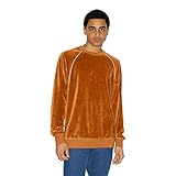 American Apparel Men's Stretch Velour Long Sleeve Raglan Crewneck, Russet/White, Medium
