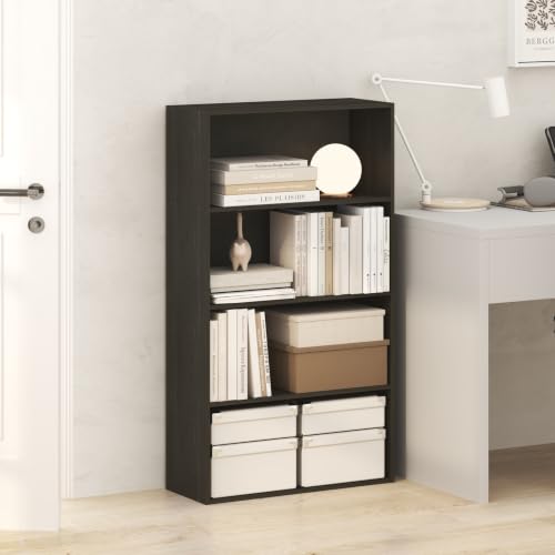Image of Furinno Jaya Book Shelf, 4-Tier Book Shelf, Bookcase with Open Shelving, Standing Bookshelf, 9.5 x 23.6 x 41.9, for Organization and Storage, for Home Office, Living Room, Espresso
