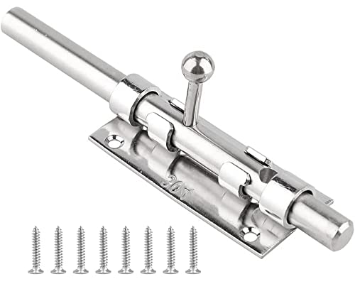 Litensh Heavy Duty Slide Gate Latch Bolt Safety Door Lock with Padlock Hole, 304 Stainless Steel Barrel Gate Bolt Latch - Image 2