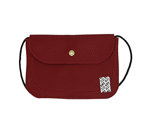 LefRight Horizontal Delgado Crossbody pequeña bolsa de cuero, bolsa del teléfono, bolsa de viaje, bolso de la cámara de bolsillo para iPhone SE, 6s Plus,7 Plus Samsung S6,S7,S8, J3,J5,J7 (rojo)