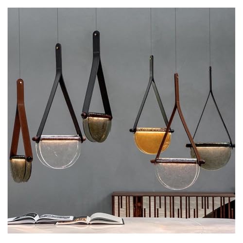 Lampe suspendue en verre fait main cuir post-moderne pour salle restaurant