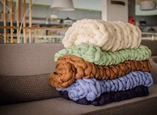 Cchunky blanket Wool blanket 100% merino wool king size Knit blanket Cozy throw super big bulky arm knitting home decor Mother's Day Present