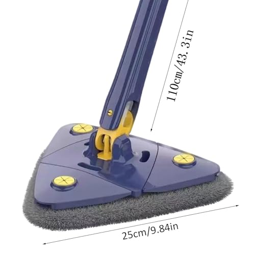 Mopa con mango telescópico ajustable y cabezal giratorio triangular para limpieza de suelos 8
