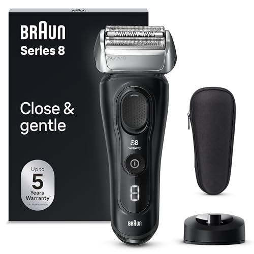 Braun Series 8 Afeitadora Eléctrica Hombre, Máquina de Afeitar Barba, Base De Carga, Afeitadora Eléctrica En Seco Y En Mojado, 8510s, Negro