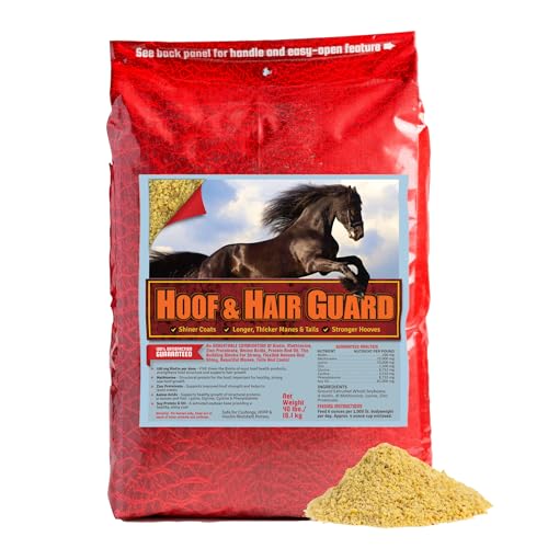 Horse Guard Hoof & Hair Guard 40lb - 104 Servings - Hoof Supplement with Biotin 100mg - Promote Hoof & Hair Growth - Methionine & Zinc-Rich Formula in Soy Protein - Supports Hoof, Hair, Mane, & Tail