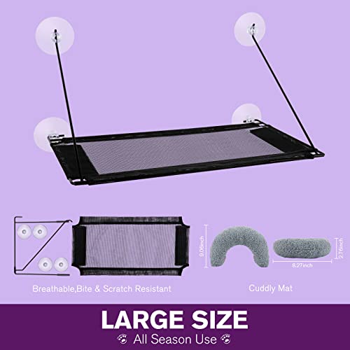 Bebobly Cat Climbing Shelf Reversible Wall Mounted Cat Stairs Ladder, Four Step Cat Stairway Bundle With Cat Window Perch, 100% Metal Supported Cat Window Hammock For Indoor Cats #TOP6