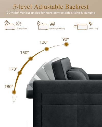 Yitahome MAYIHJU70I 55 Inch Convertible Sofa Bed, Velvet Sleeper Sofa With Pull-Out Bed thumb #3